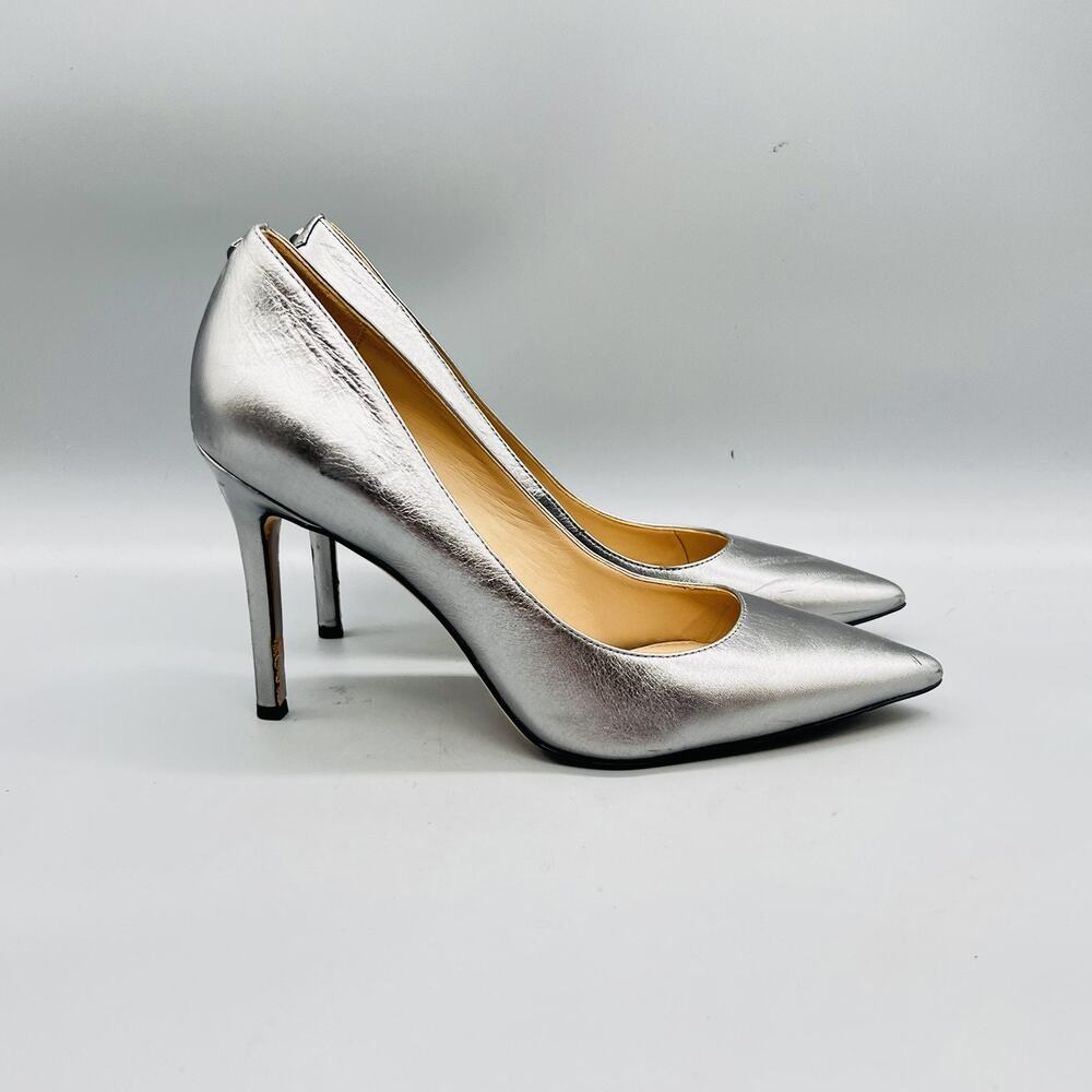 Sam Edelman Shoes Womens 8.5 Silver Leather Hazel Stiletto Heel Pumps